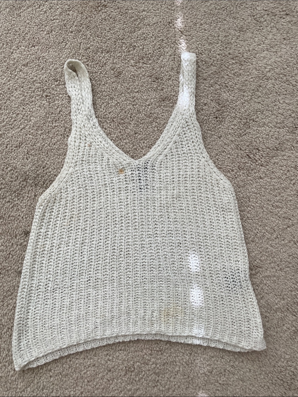 moon & madison Cream Crochet V-Neck Tank Top